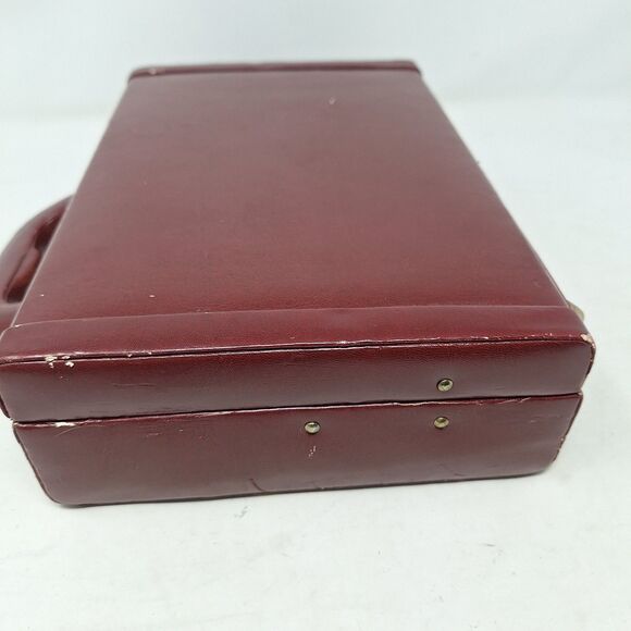 Vintage MCM Burgundy Red Faux Leather Jewelry Box Combination Lock Briefcase - Picture 9 of 15